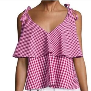 NWT Prose & Poetry Brett Gingham bow ruffle top